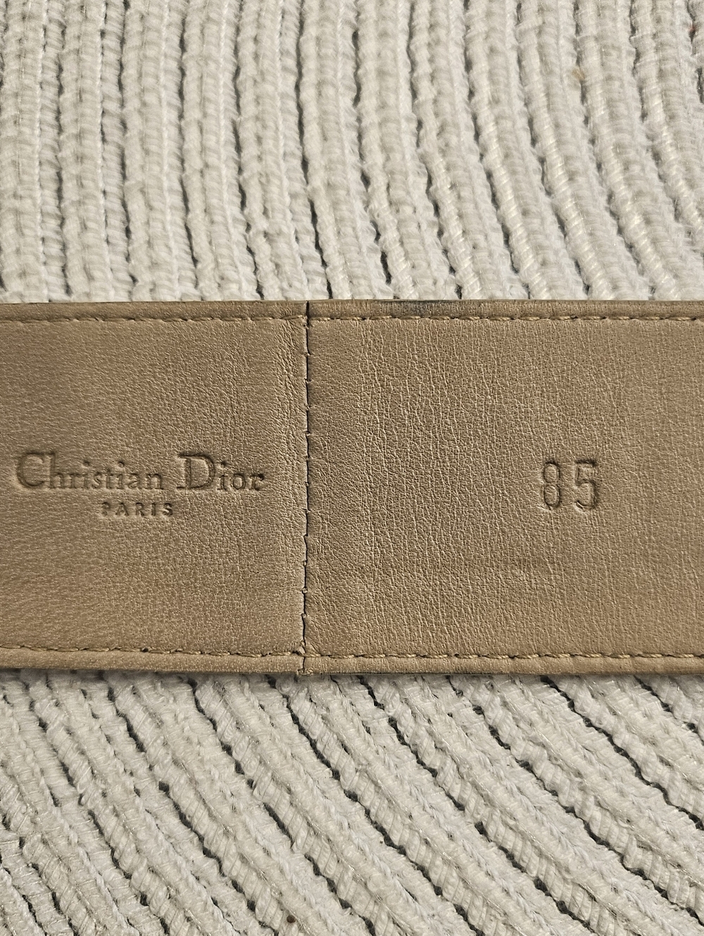 Vintage Christian Dior Diorquake Wide Logo Belt Size 85 Gold Buckle - Picture 4 of 8